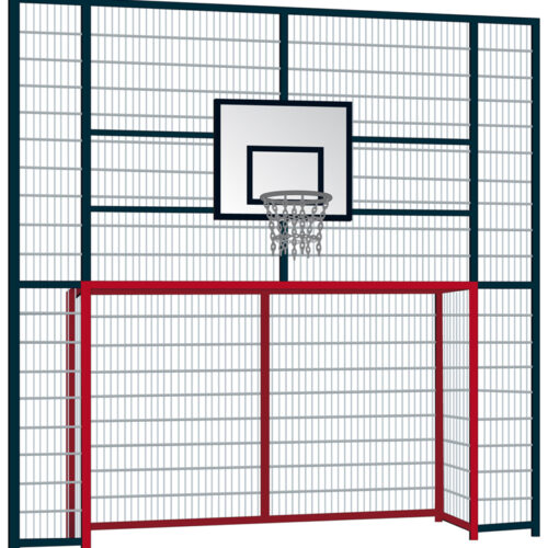 Voetbal-basketbalwand model VB140 7 Een fraaie oplossing als u beperkte ruimte heeft. Voetbaldoel - basketbal;wanden van SKWhop
